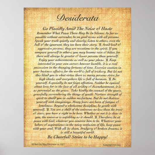 DESIDERATA-Poster van Max Ehrmann=16x20 Fossil Poster (Voorkant)
