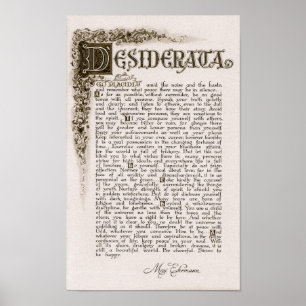 DESIDERATA-Poster van Max Ehrmann=Charcoal Poster