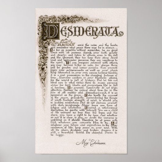 DESIDERATA-Poster van Max Ehrmann=Charcoal Poster (Voorkant)
