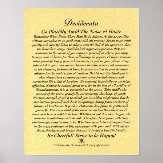 DESIDERATA-Poster van Max Ehrmann-Golden Parchment Poster (Voorkant)