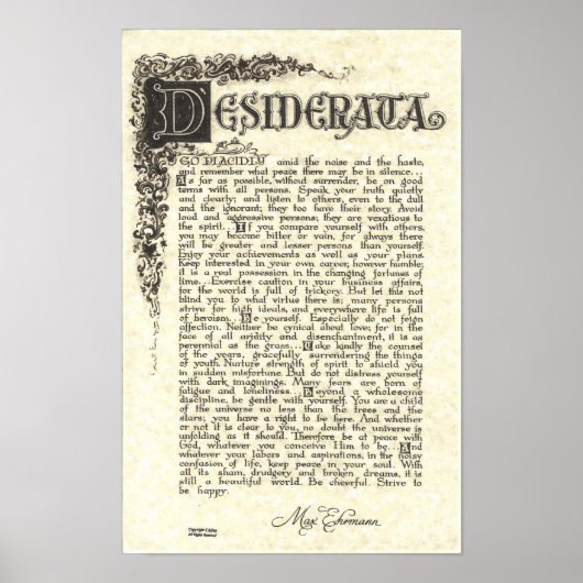 DESIDERATA-Poster van Max Ehrmann - Kool Scroll Poster (Voorkant)