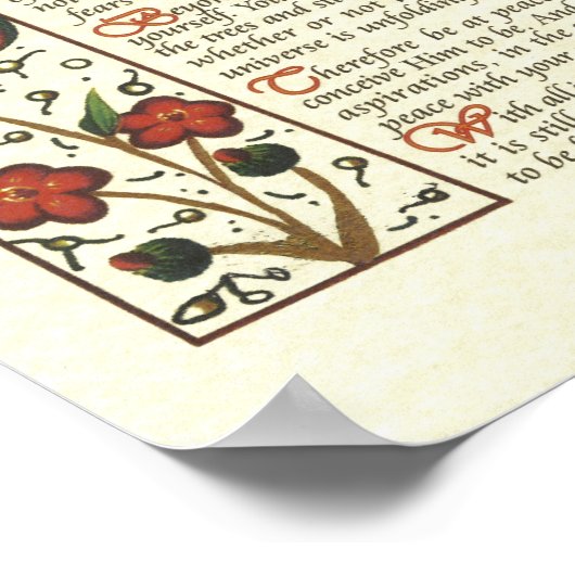 DESIDERATA-Poster van Max Ehrmann= Leaf Calligraph Poster (Hoek)