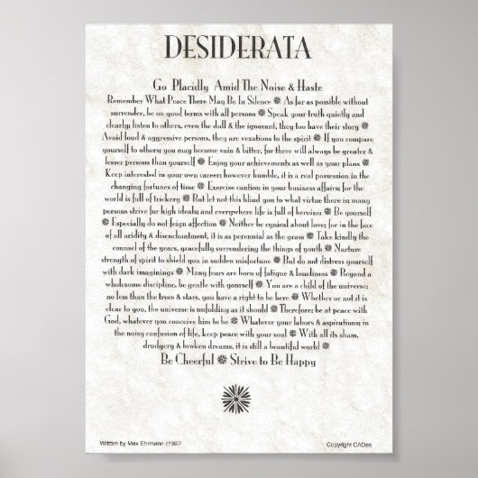 DESIDERATA-Poster van Max Ehrmann MANY SIZES Poster (Voorkant)