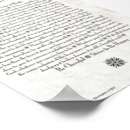 DESIDERATA-Poster van Max Ehrmann MANY SIZES Poster (Hoek)