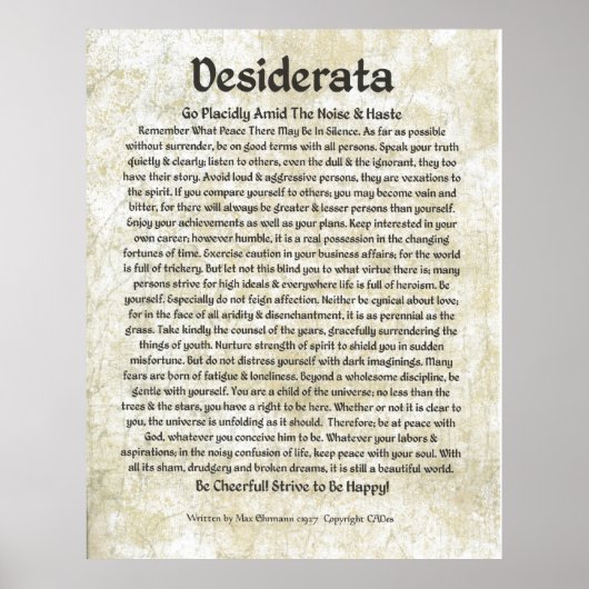 DESIDERATA-Poster van Max Ehrmann MANY SIZES Poster (Voorkant)