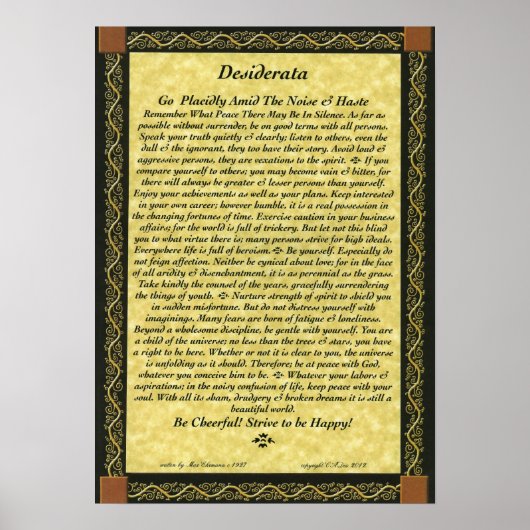 DESIDERATA-Poster van Max Ehrmann Poster (Voorkant)