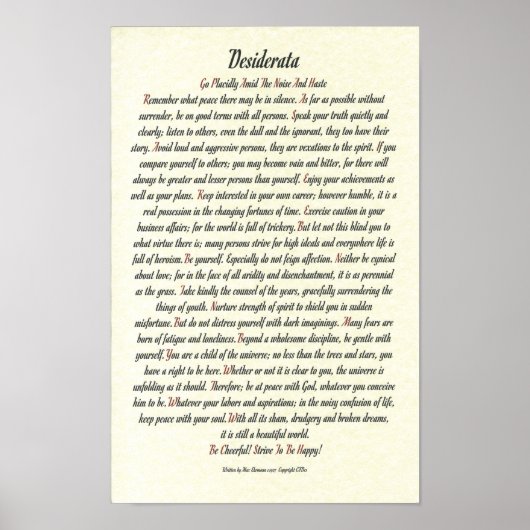 DESIDERATA-Poster van Max Ehrmann - Romanesque Poster (Voorkant)