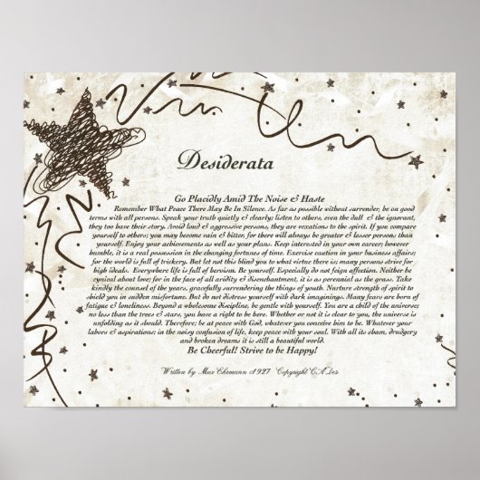 DESIDERATA-Poster van Max Ehrmann-Shining Star Poster (Voorkant)