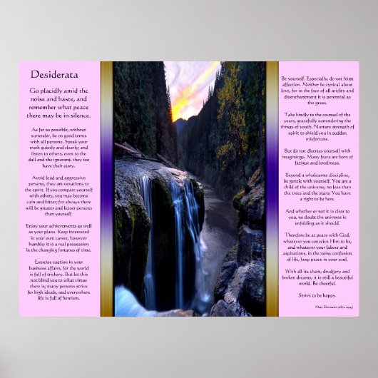Desiderata Posters voor kleine watervallen (Voorkant)