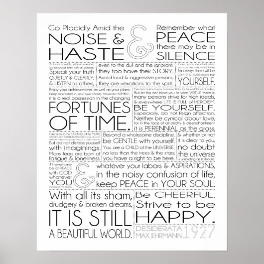 Desiderata Print 16x20 op matte papier (Voorkant)