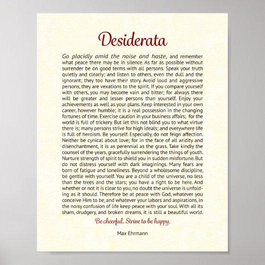 Desiderata Print | Desiderata Art (Voorkant)