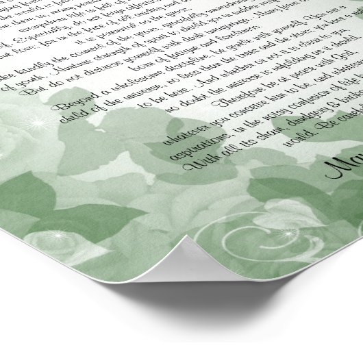 Desiderata" prose groene bloem poster (Hoek)