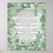 Desiderata" prose groene bloem poster (Voorkant)