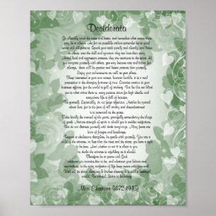 Desiderata" prose groene bloem poster