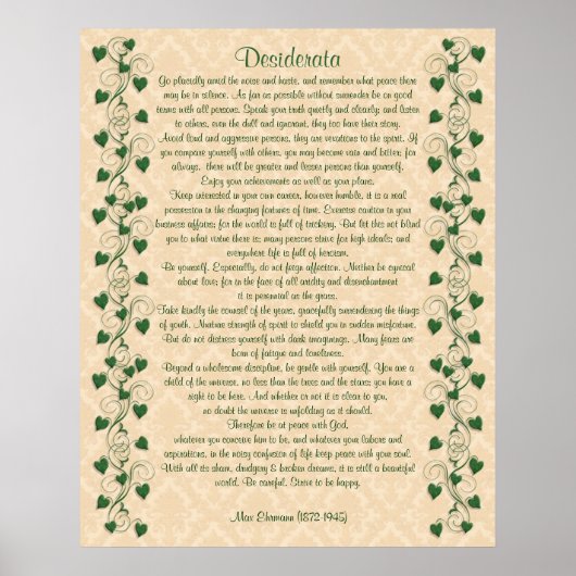Desiderata prose Ivy op licht perkament Poster (Voorkant)