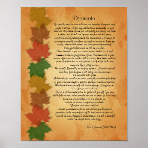 Desiderata-prose op de achtergrond van de valblade poster