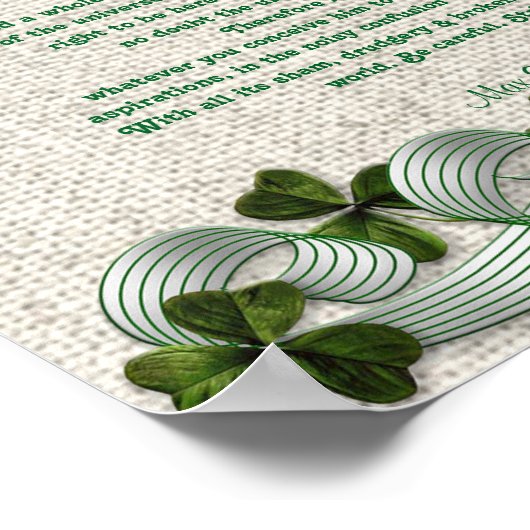 Desiderata prose op Ierse linen-look background Poster (Hoek)