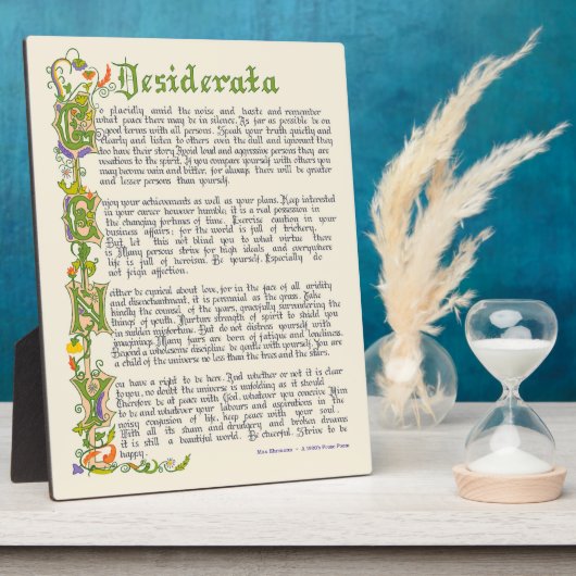 Desiderata, proza uit 1920 van Max Ehrmann Fotoplaat (Zijkant)