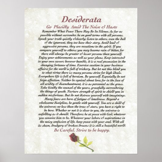 DESIDERATA Red Rosie Poster (Voorkant)