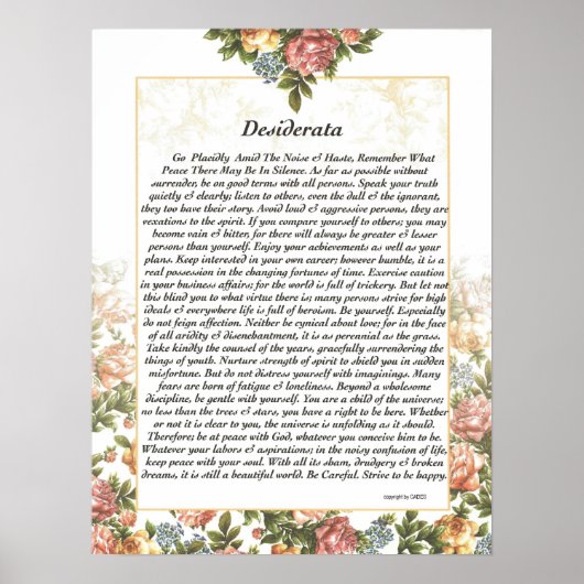 DESIDERATA Rosepaper Poster (Voorkant)