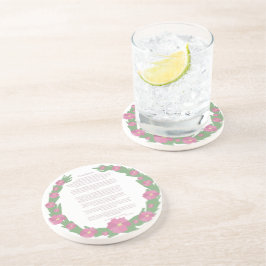 Desiderata Roze bloemenkrans van Max Ehrmann Zandsteen Onderzetter