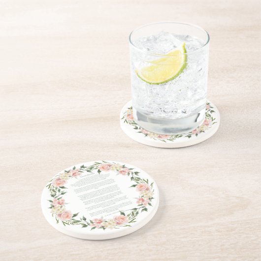 Desiderata Roze Roos Krans Zandsteen Onderzetter (Zijkant)