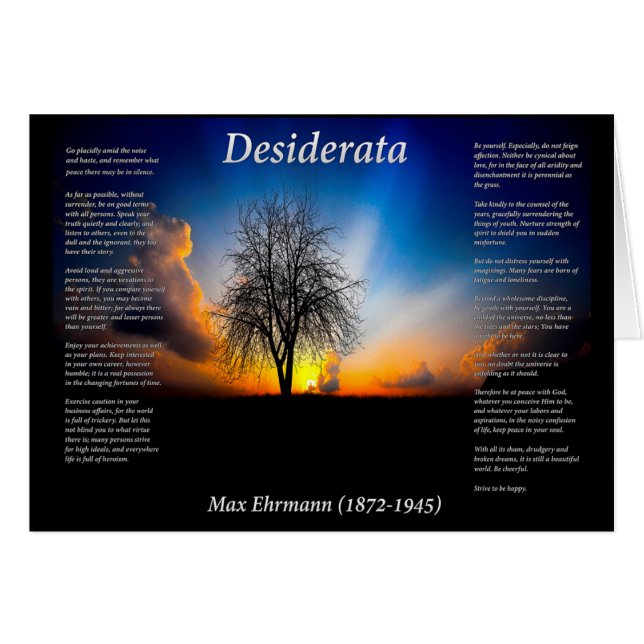 Desiderata silhouette van een wilde boom (Voorkant Horizontaal)