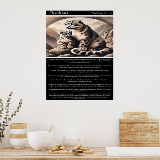 Desiderata: Snow Leopard en Cub Serenity Poster (Keuken)