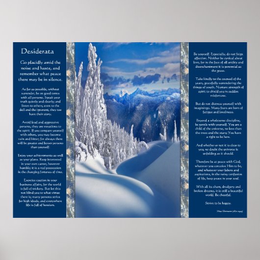 Desiderata Snow Top Mountains Posters (Voorkant)