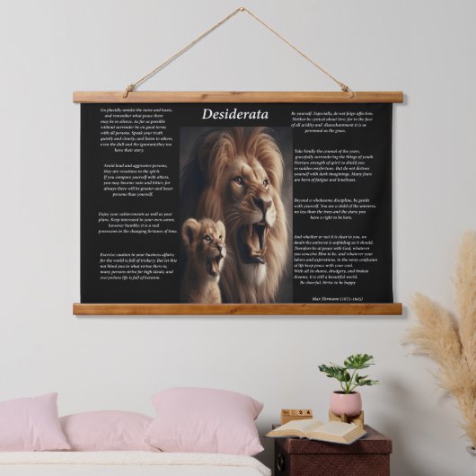 Desiderata: speelse welpen in een nevel hangend wandkleed (Slaapkamer)
