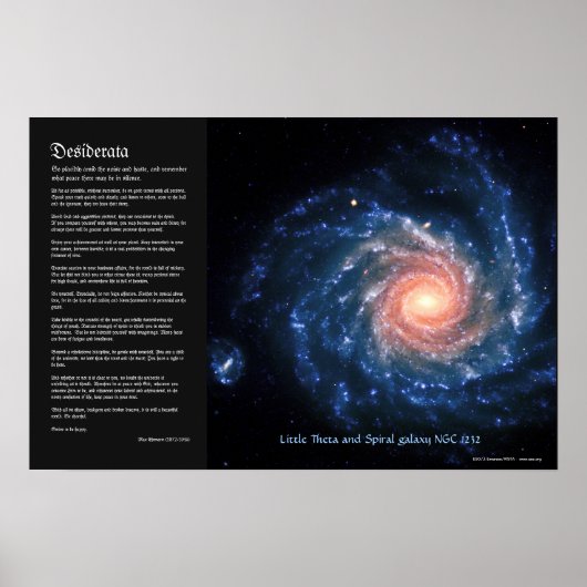 Desiderata, Spiral Melkweg NGC1232 en Little Theta Poster (Voorkant)