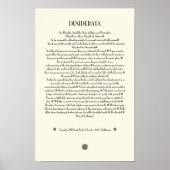 DESIDERATA Sunburst on Parchment Poster (Voorkant)