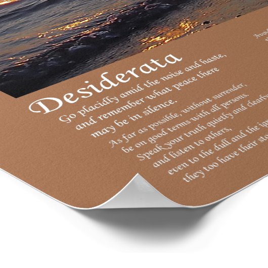 Desiderata - Sunset Beach Waves Poster (Hoek)