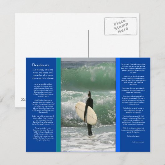 DESIDERATA Surfen op het Wave Briefkaart (Voorkant / Achterkant)
