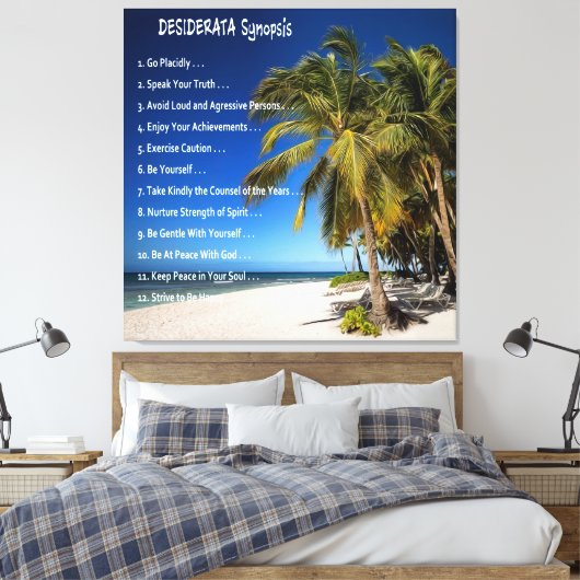 DESIDERATA Synopsis - Lounge under the Palms Canvas Afdruk (Insitu (Slaapkamer))
