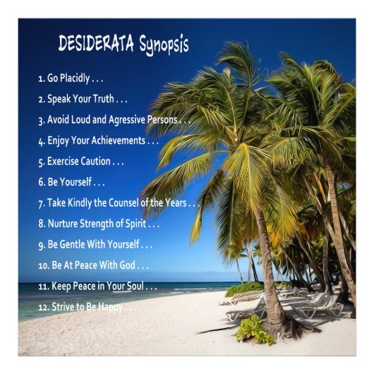 DESIDERATA Synopsis - Lounge under the Palms Foto Afdruk (Voorkant)
