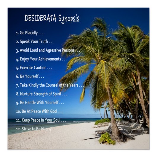 DESIDERATA Synopsis - Lounge under the Palms Perfect Poster (Voorkant)