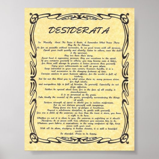 DESIDERATA Tattoo-Aged Sun Parchment Poster (Voorkant)