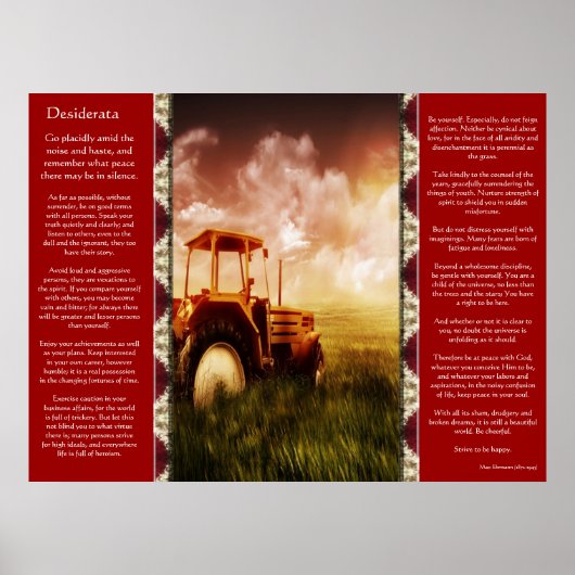 Desiderata Tractor die Posters opblaast (Voorkant)