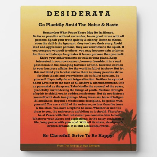 Desiderata Tropical Sunset Fotoplaat (Voorkant)
