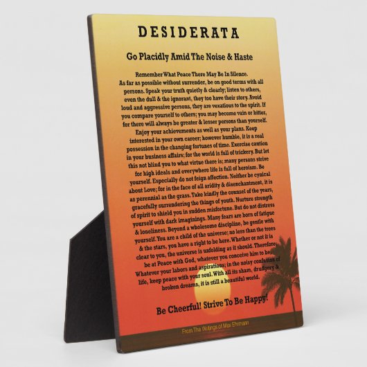 Desiderata Tropical Sunset Fotoplaat (Zijkant)