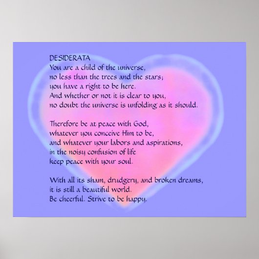 DESIDERATA Veranderend hart poster (Voorkant)