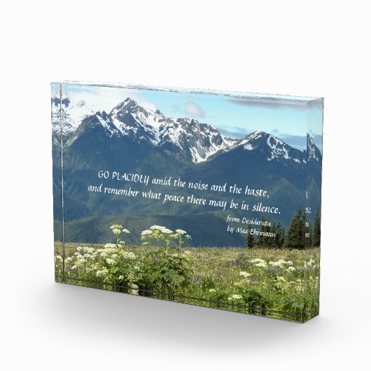 Desiderata Verse Bergen en weide landschap Fotoblokken (Rechts)