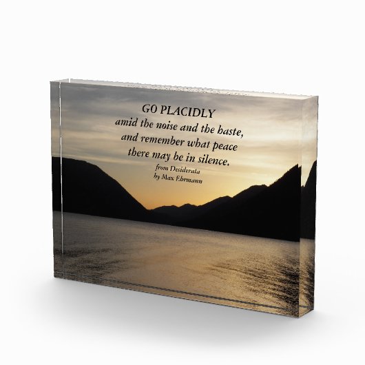 Desiderata Verse Lake Sunset Landschap Fotoblokken (Rechts)