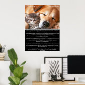 Desiderata Vreedzaam gezelschap: kitten en hond Poster (Thuiskantoor)