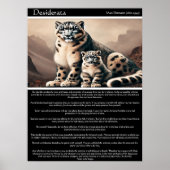 Desiderata: Vreedzame sneeuwluipaard en welp Poster (Voorkant)