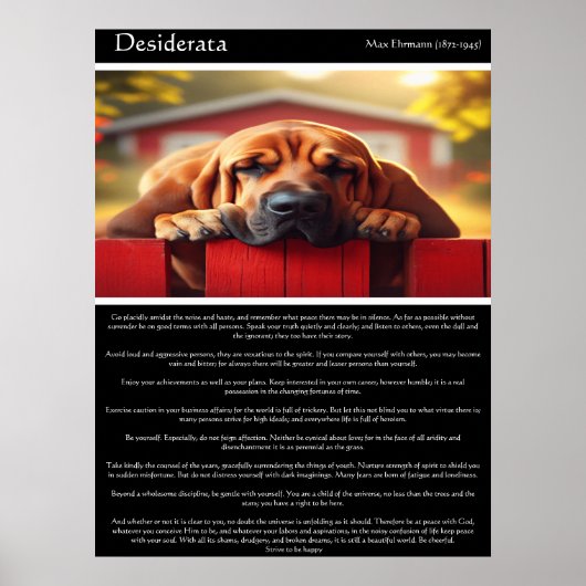 Desiderata: waar vrede heerst poster (Voorkant)