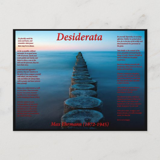 Desiderata walkway op de oceaan met kussen briefkaart (Voorkant)