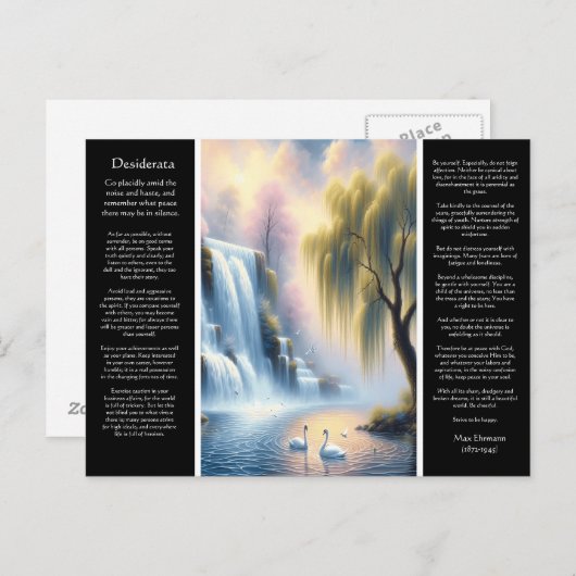 Desiderata Waterfall Serenity's Pastelomhelzing Briefkaart (Voorkant / Achterkant)