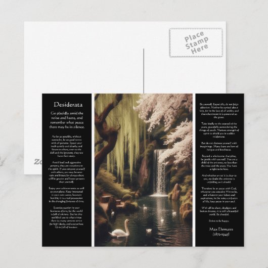 Desiderata Waterval: Bloesems op het water's Calm Briefkaart (Voorkant / Achterkant)